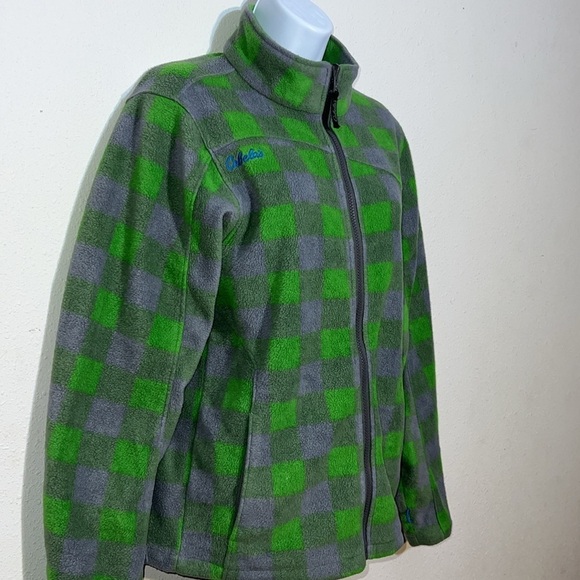 Cabelas Youth Unisex Green Grey Plaid Fleeced Zip Up Jacket Size XL - Picture 4 of 13